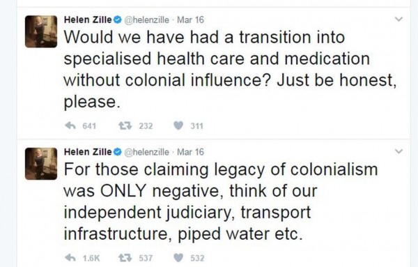 Helen Zille's Colonialism Tweets