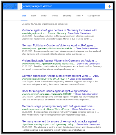 "Refugee violence" Google yields "Violence against refugees" instead